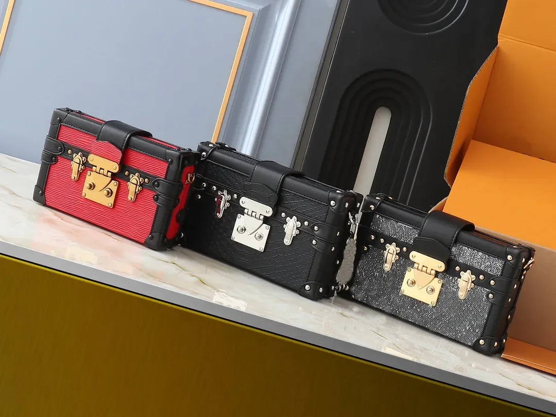 Designer luxury 20cm trunk bag Shoulder bag Lady bag Side Tote Leather Printed Color Box Purse Women Crossbody bag Messenger Cam