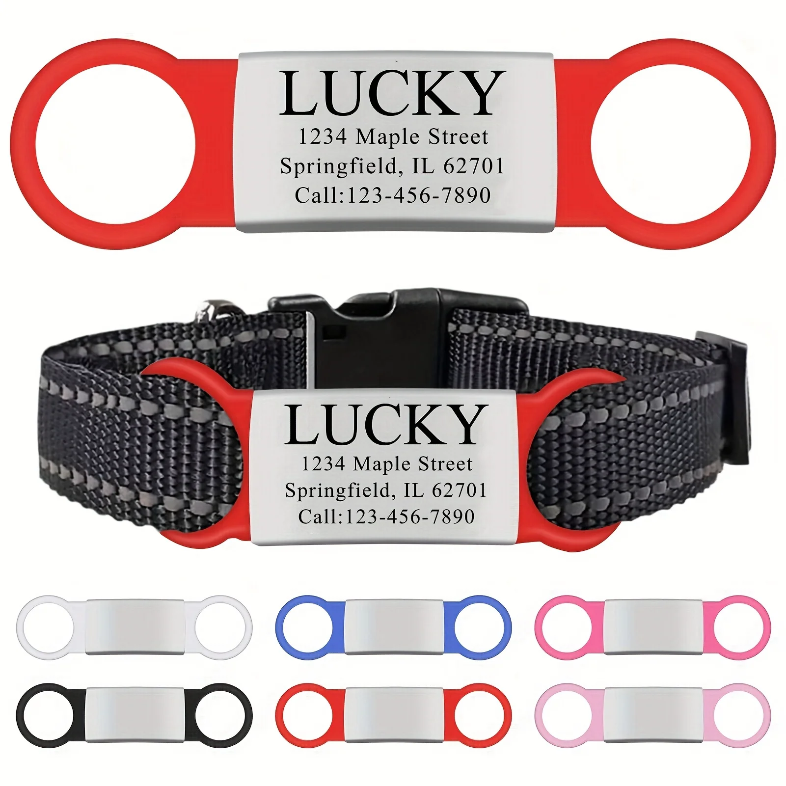 Customized Stainless Steel Engraved Nameplate For Pet Identification Cat And Dog ID Tag Installed On Collar With Name And Phone