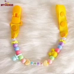 Baby Schnuller Leine Neugeborene Perlen Schnuller Nippler Kette Neugeborene Baby Dummy Anti-Lost Schnuller Clips für Beißring Brustwarzen Pflege