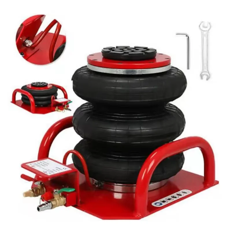 6600lbs Capacity Pneumatic Air Jack Quick Lift 3T Car Repair Floor Jack Folding Rod Triple Bag