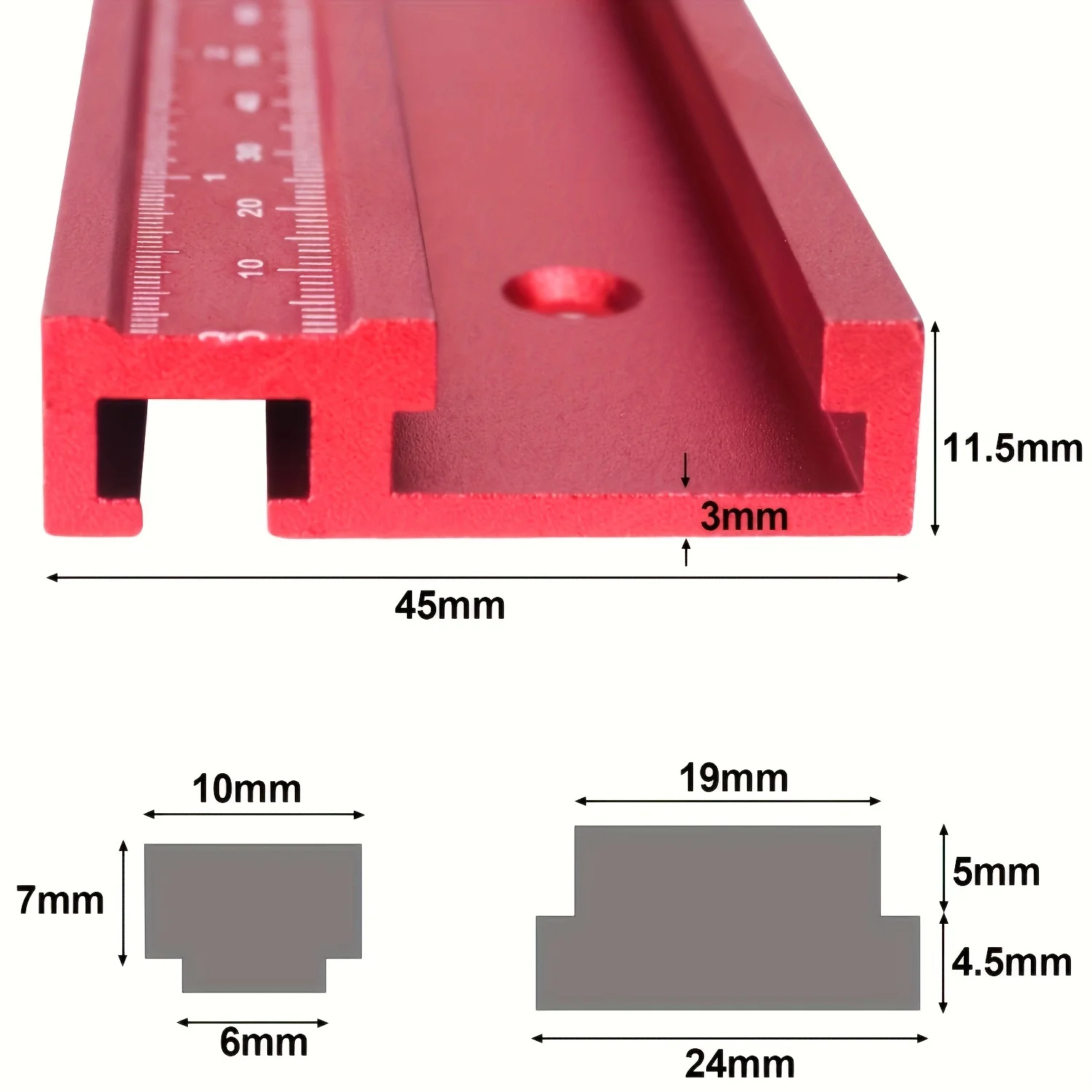1Set 45Type T-Track Metric and Inch+ Limiter Woodworking Chute with Precise Scale Woodworking Measuring Tools