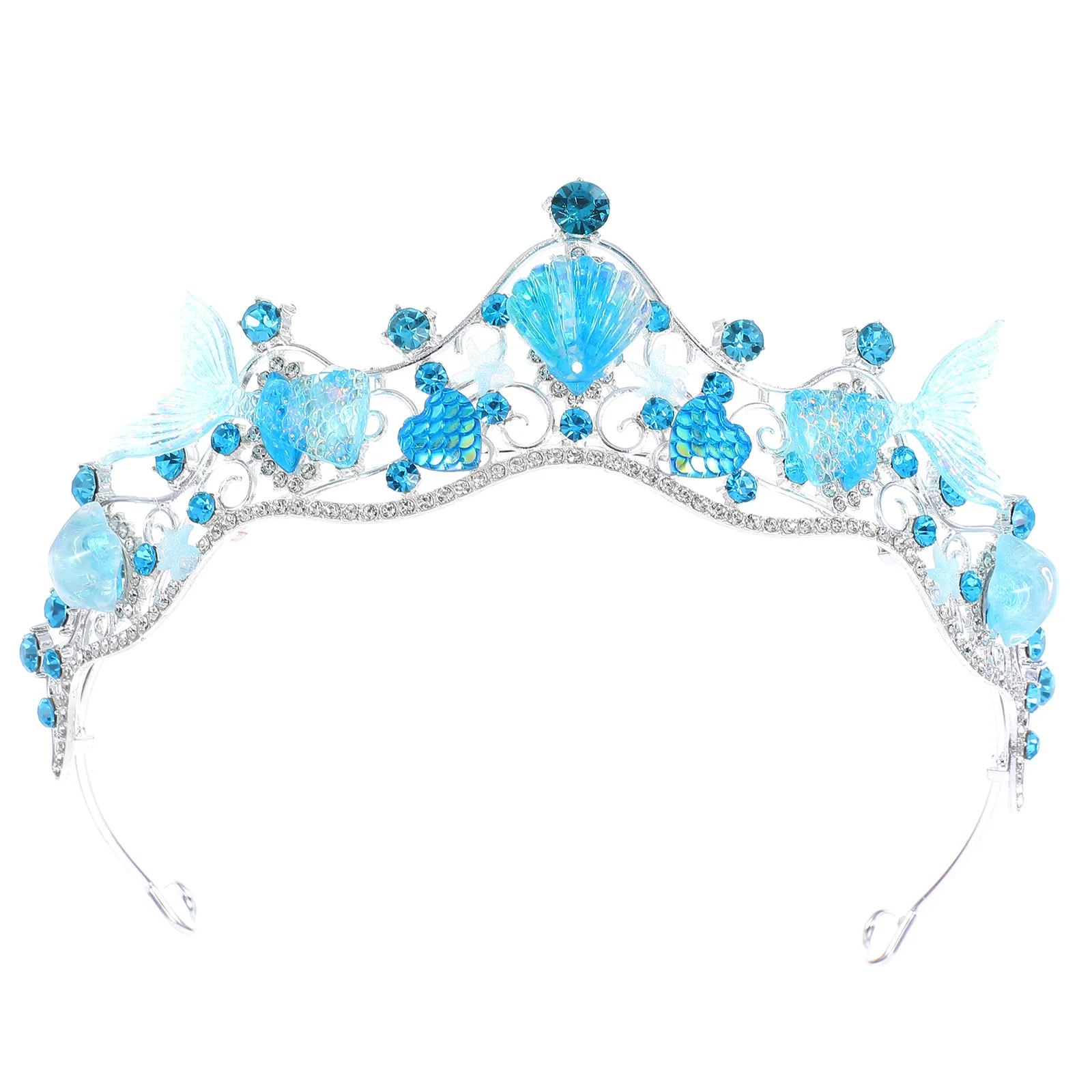 حورية البحر تاج الزفاف حجر الراين عقال لحفلات الزفاف على الشاطئ النساء العروس إكسسوارات الشعر صدف تيارا تاج الزفاف