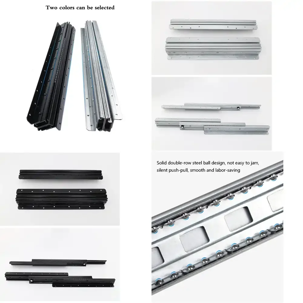 Qwinn 2026-Stair hidden base cabinet slide rail three-section silent cold-rolled steel thickened push-pull Staircase cabinet