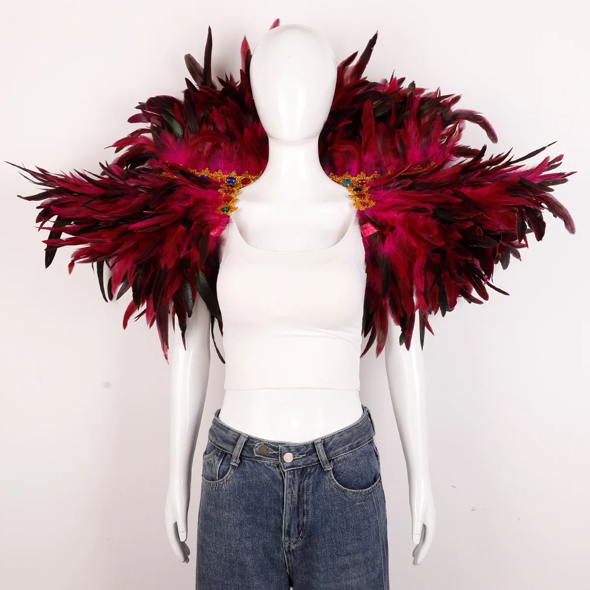 Feder Schal Halloween Karneval Kostüm Runway Leistung Ball Weste Schal Mantel Party Schal Cosplay Frau Schal – Detail 17