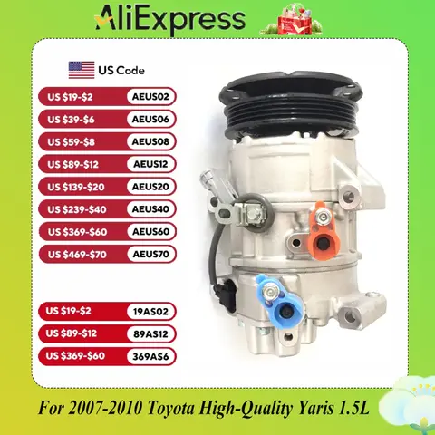 AC Compressor with Clutch Kit Fits For 2007-2010 Toyota High-Quality Yaris 1.5L Base Hatchback & Sedan Durable Compressor