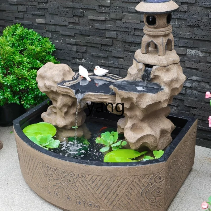 

LH Courtyard Water Flow Ornament Wealth-Bringing Fish Pond New Chinese Style Outdoor Fish Tank Circulating Water Landscape