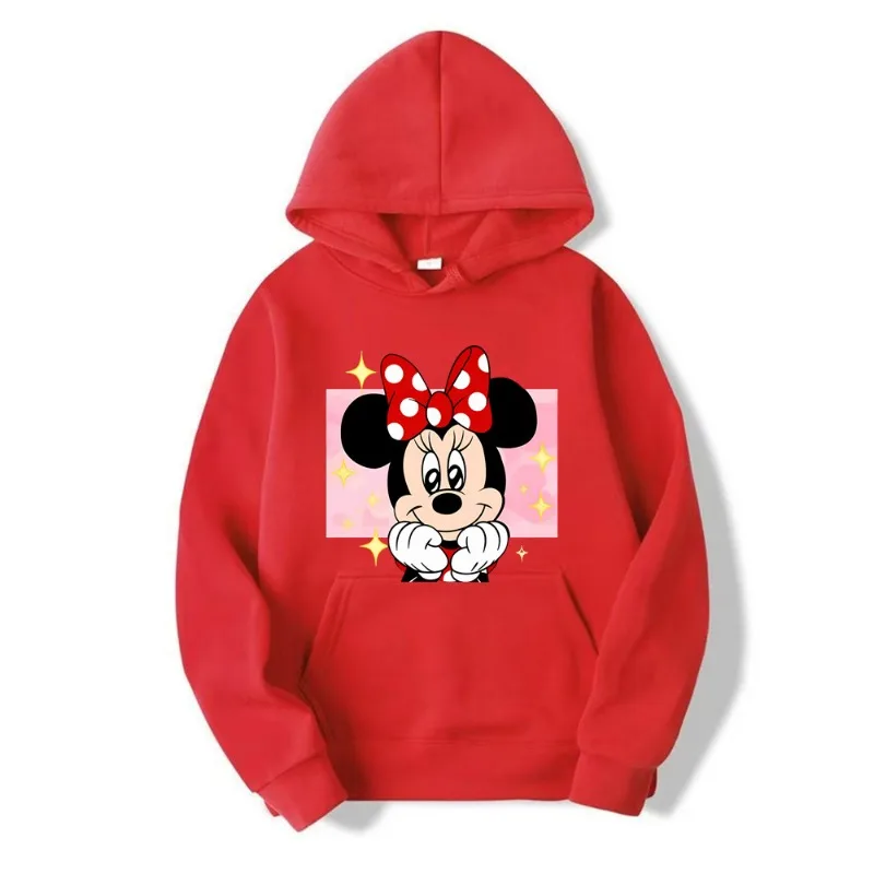 Disney Mickey Mouse Minnie Mouse Kawaii Print Hoodie Autumn Winter Sweatshirt Fashion Pullover Clothing Loose Street Hoodies