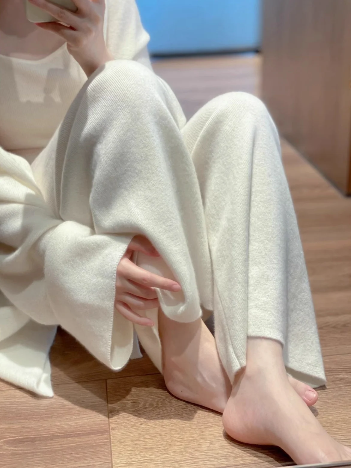 

Мягкие шерстяные широкие брюки, женские повседневные длинные брюки прямого кроя с высокой талией, осень-зима, новая утягивающая драпированная верхняя одежда