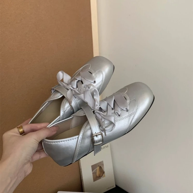 2025 New Summer Ballet Mary Jane Flats Women's Height Increasing Shoes Bow Casual Flats Pointed Toe Loafers / Cute Women's Shoes