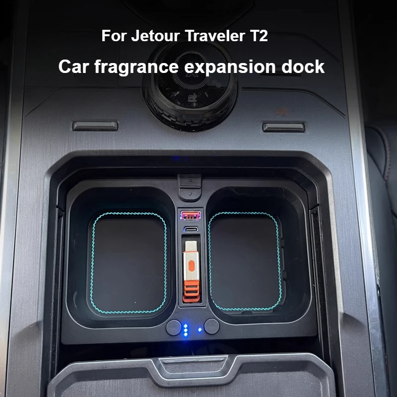 

Docking Station Car Hub 45W Fast Charging Water Cup Holder with Atmosphere Light Car fragrance For Jetour Traveler T2 Accessory
