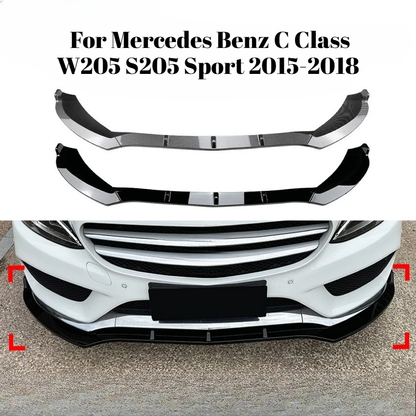 Front Lip Spoiler For Mercedes C Class W205 S205 Sport 2015-2018 Front Bumper Splitter Tuning Parts Car Accessories
