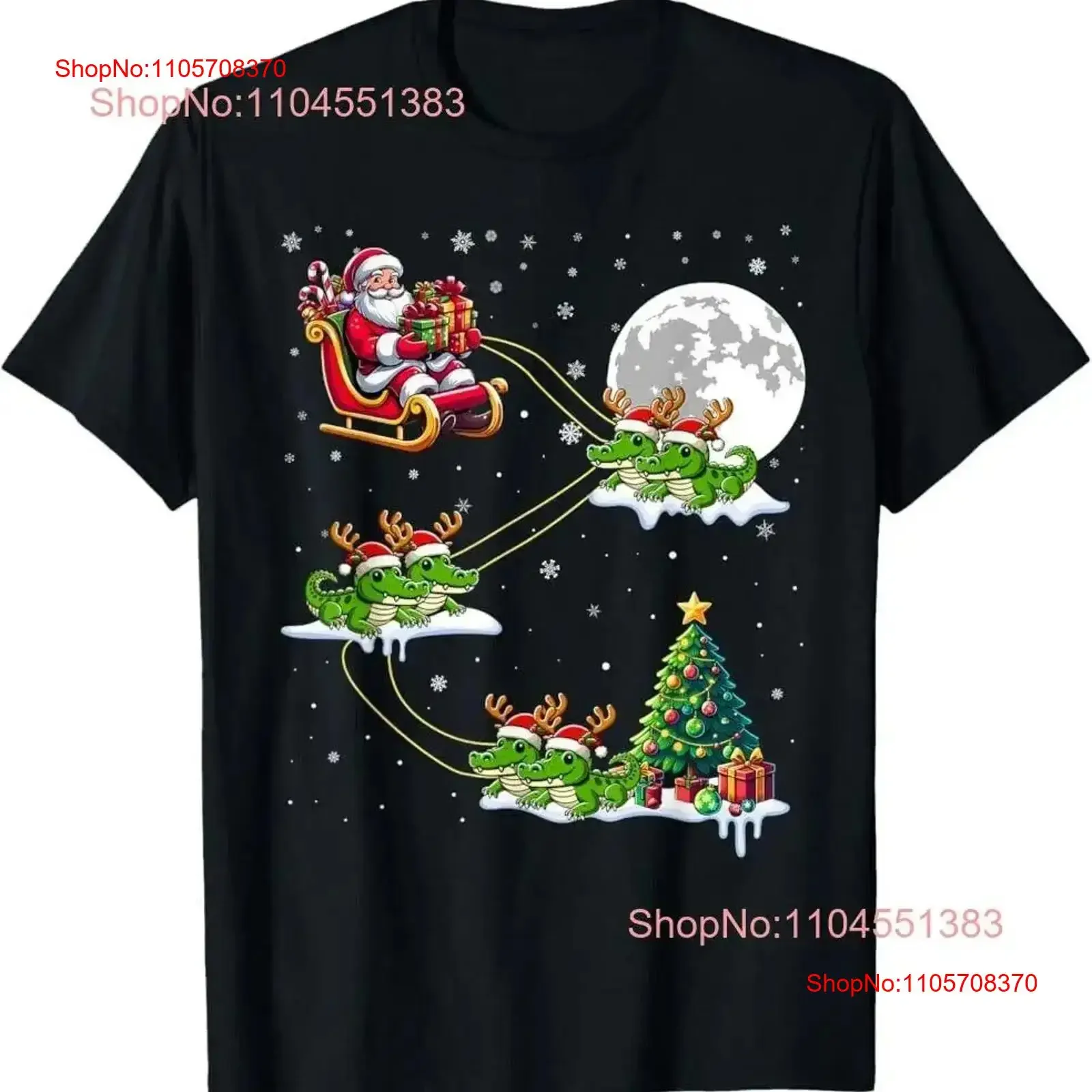 Funny Xmas Lighting Tree Santa Riding Alligator Christmas T Shirt vintage Washed streetwear Soft Breathable Casual Comfortable