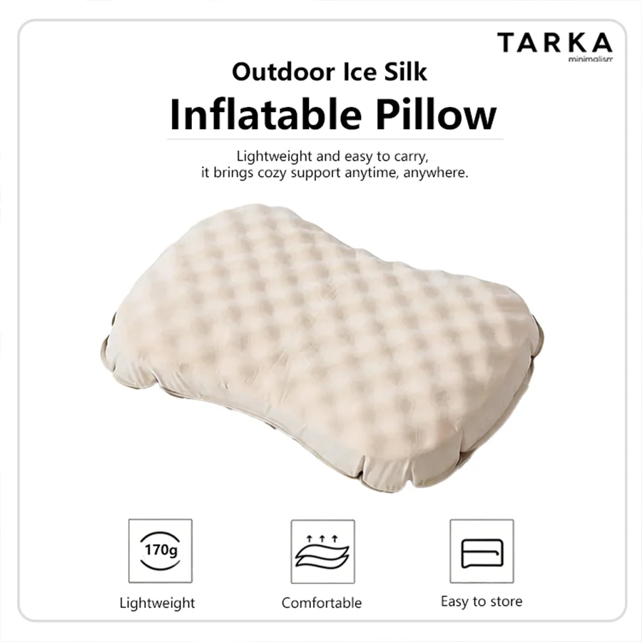 Outdoor Lightweight Portable Inflatable Ice Silk Pillow Compact Elegant Double-Sided Use Four-Season Universal