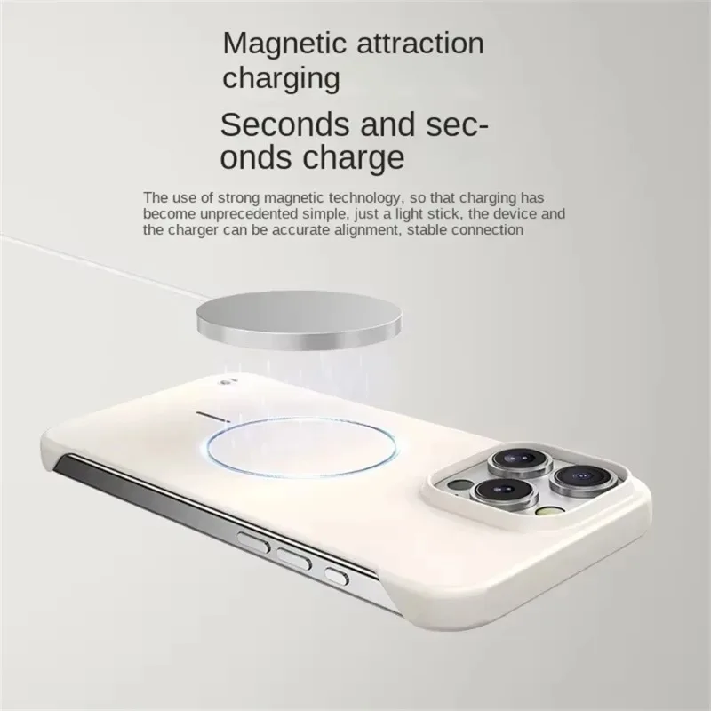 Ultra Thin Matte Frameless Protective Phone Case for IPhone 17 16 15 Plus 14 13 12 Pro Max for Magsafe Magnetic Shockproof Cover