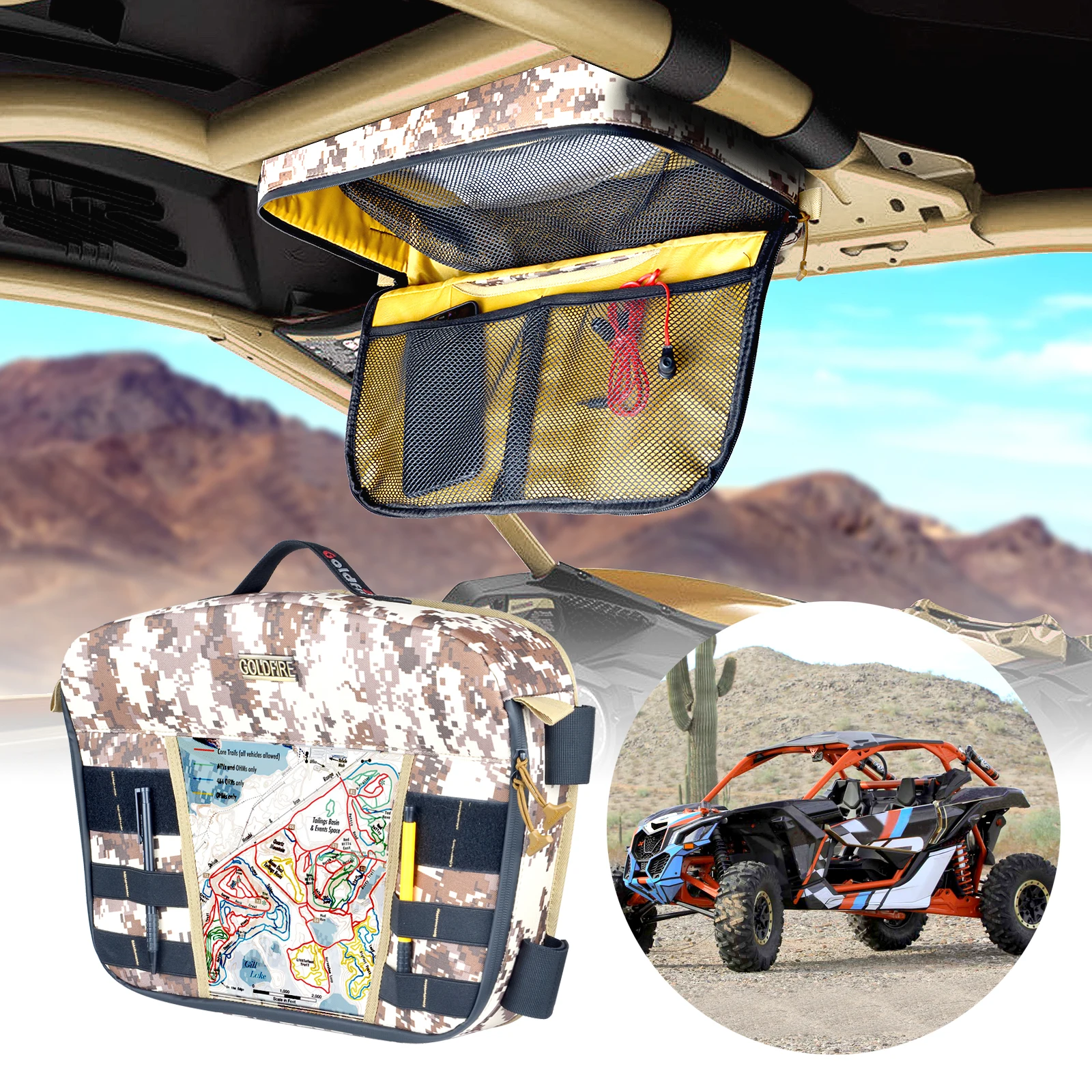 4 Color Maverick X3 Accessories 10 L Overhead Roof Tent Bag Over Head Roof Car Organizer for UTV Can Am Maverick X3 MAX