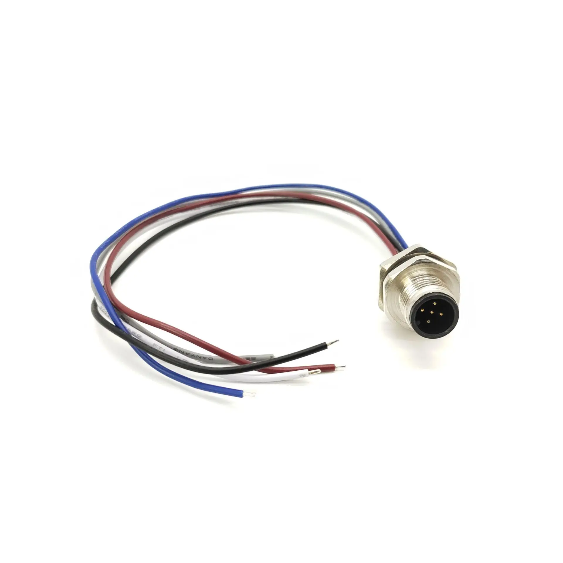 

5 Pin M12 Connector A Coded Straight Back Mount Cable 0.2M Waterproof Male Receptacles