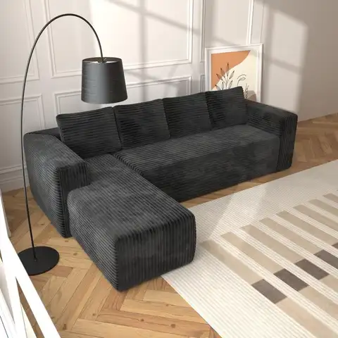 L-Shaped Cloud Sectional Sofa, Modern Modular Couch with Deep Seat, Upholstered Furniture for Living Room Bedroom, No Assembly