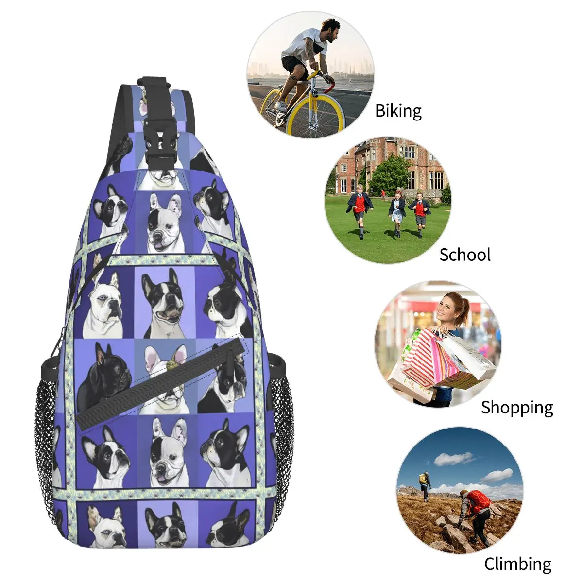 Christmas Dachshund Hiking Sling Bag Chest Crossbody Shoulder Sling Backpack Travel Hiking Daypacks Pattern Bag