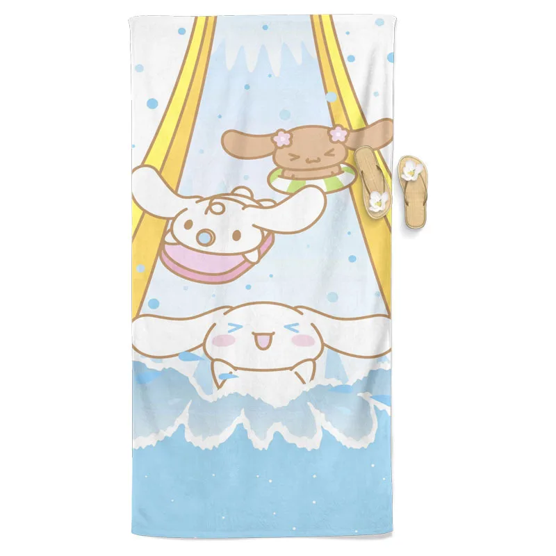 Sanrio Hello Kitty My Melody Pochacco Kawaii Towel Cartoon Summer Portable Fiber Beach Towel Soft Absorbent Toweel Cloth Girl