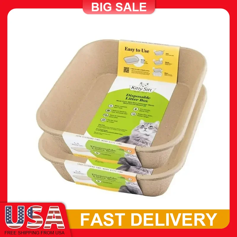 

Eco Friendly Disposable Cat Litter Box Kit 6 Pack Recycled Cardboard Waterproof Leak Proof No Odor for Hooded Litter Boxes
