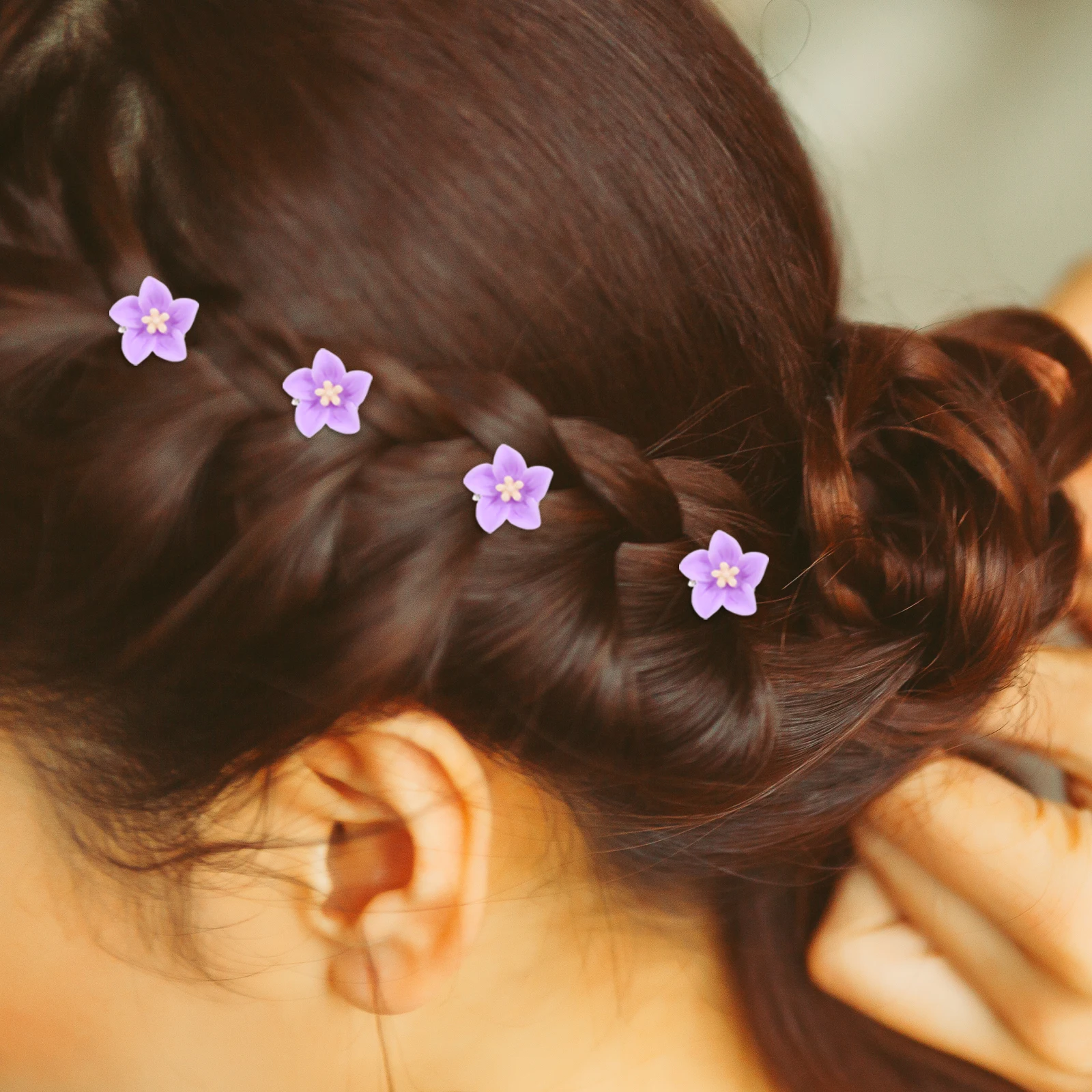 

10 Pcs Lily Flower Hairpin Mini Clips Small Claw Barrettes Girls Accessories Wedding Party School Resin Durable Styling Tool