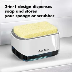 Automatic Soap Dispenser with Sponge Holder for Kitchen, Refillable Soap Container with Drain, Convenient Cleaning Tool