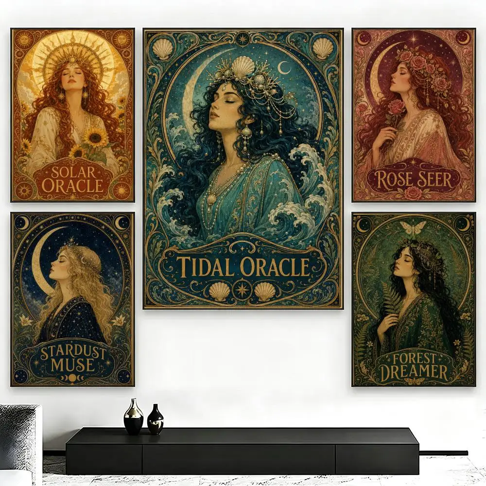 Sun & Moon Saint Poster Poster Nordic HD Self-Adhesive Wall Sticker Home Café Bedroom Living Room Art Decor Gift