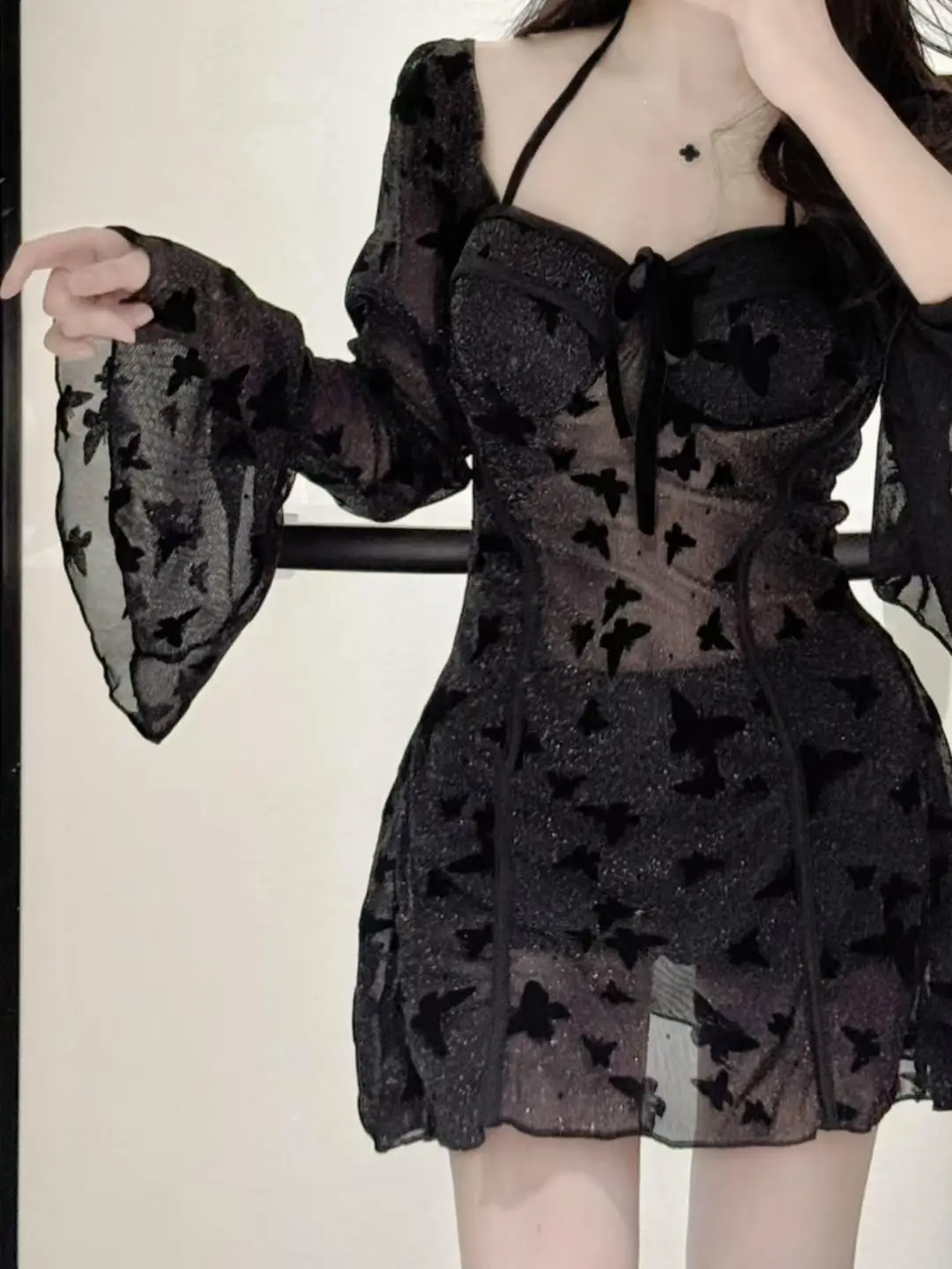 

Women's Two-Piece Swimsuit Long Sve Bikini Sle Vaion Hot Spring Pure Desire Slimming Belly Covering Casual Swimwear