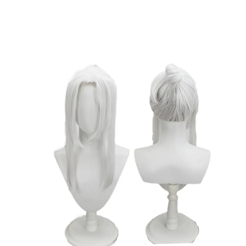

VALO-RANT Jett Cosplay Wig Silver Grey Synthetic Hair for Men Women Game Costume Party