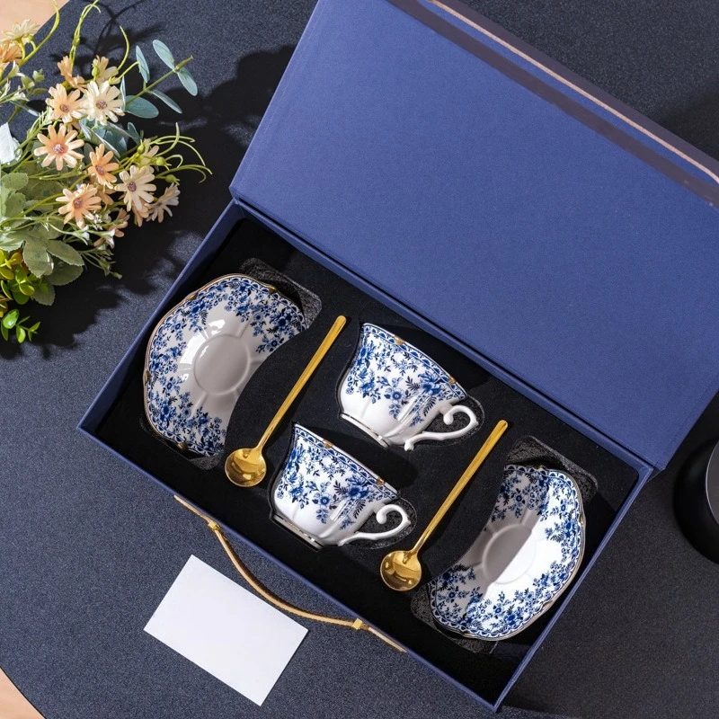 طقم فناجين قهوة وصحون من Bone China فنجان قهوة سيراميك رائع للسيدات طقم شاي بعد الظهر الإنجليزي