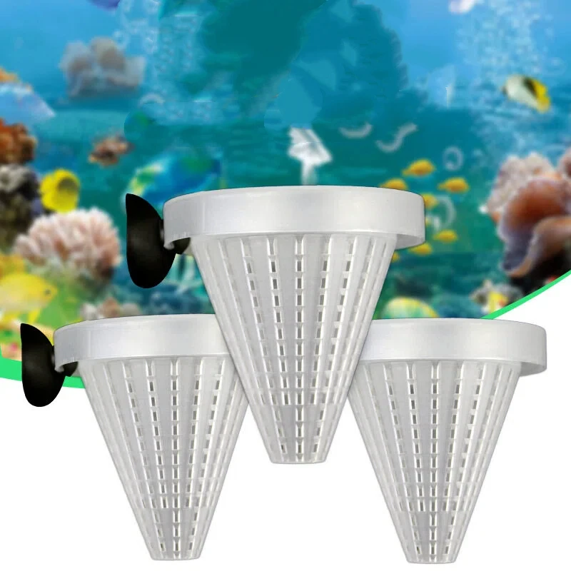 5Pcs Aquarium Red Worm Feeder Cone Plastic Fish Tank Bloodworm Feeding Cup with Suction Cup for Tropical Fish Shrimp