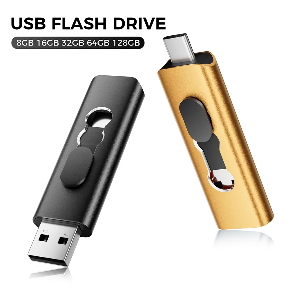 TYPE-C USB Flash Drive 128GB Free Custom Logo Memory Stick Mini Metal USB-C Pen Drive 64GB Personalized Customization Pendrive