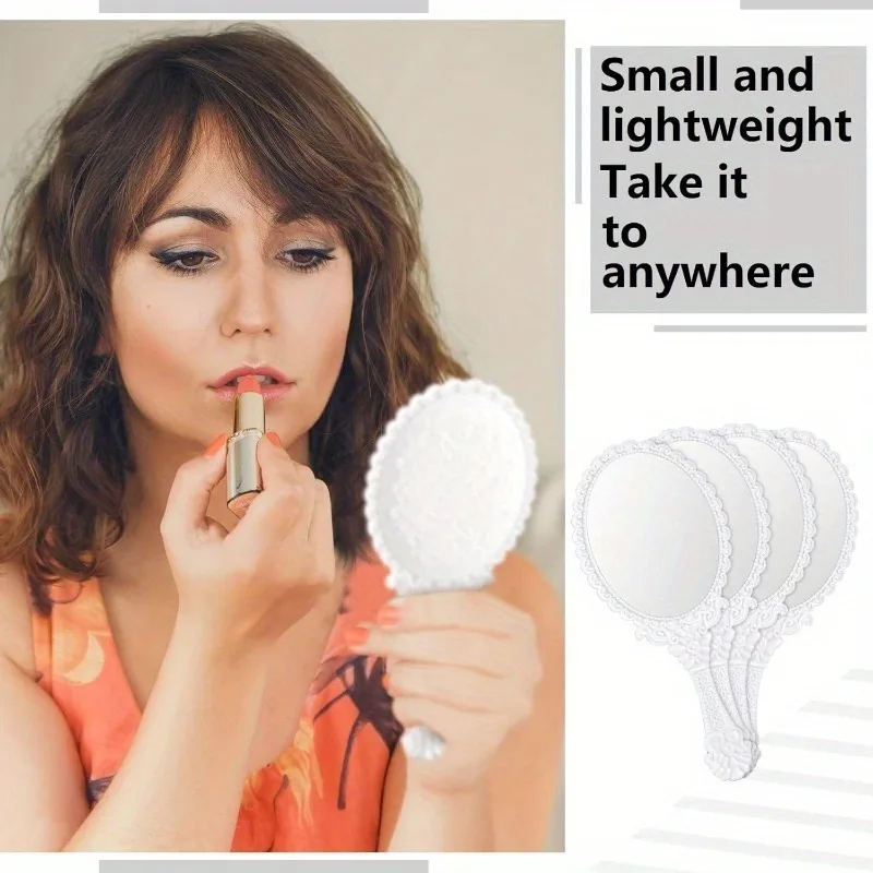 60pcs Retro Handheld Mirrors Bulk Makeup Mirror Embossed Flowers Decorative for Home Salons Travel Wedding Princess Party Favors