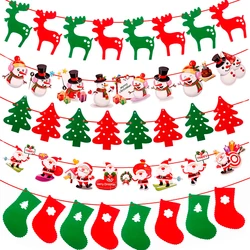 Merry Christmas Banner Santa Claus Elk Garland Christmas Tree Ornaments Xmas Pendant Christmas Decorations for Home New Year