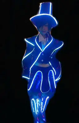 LED Costume luminous performance cloth nightclub bar  fluorescent dance park parade adult clown costume