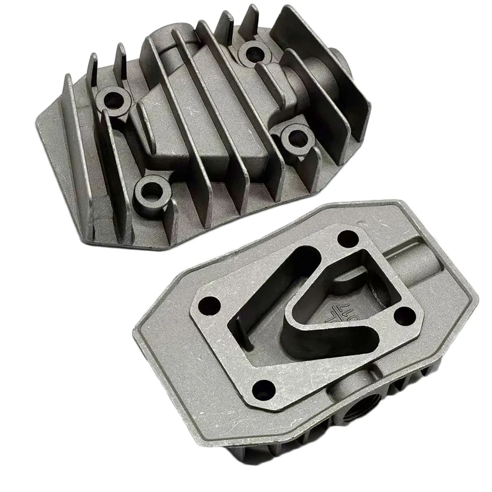 Metal Air Compressor Cylinder Head Cover Aluminum Replacement Part 142x96mm Gray For Industrial Power Tool Repair Accessories