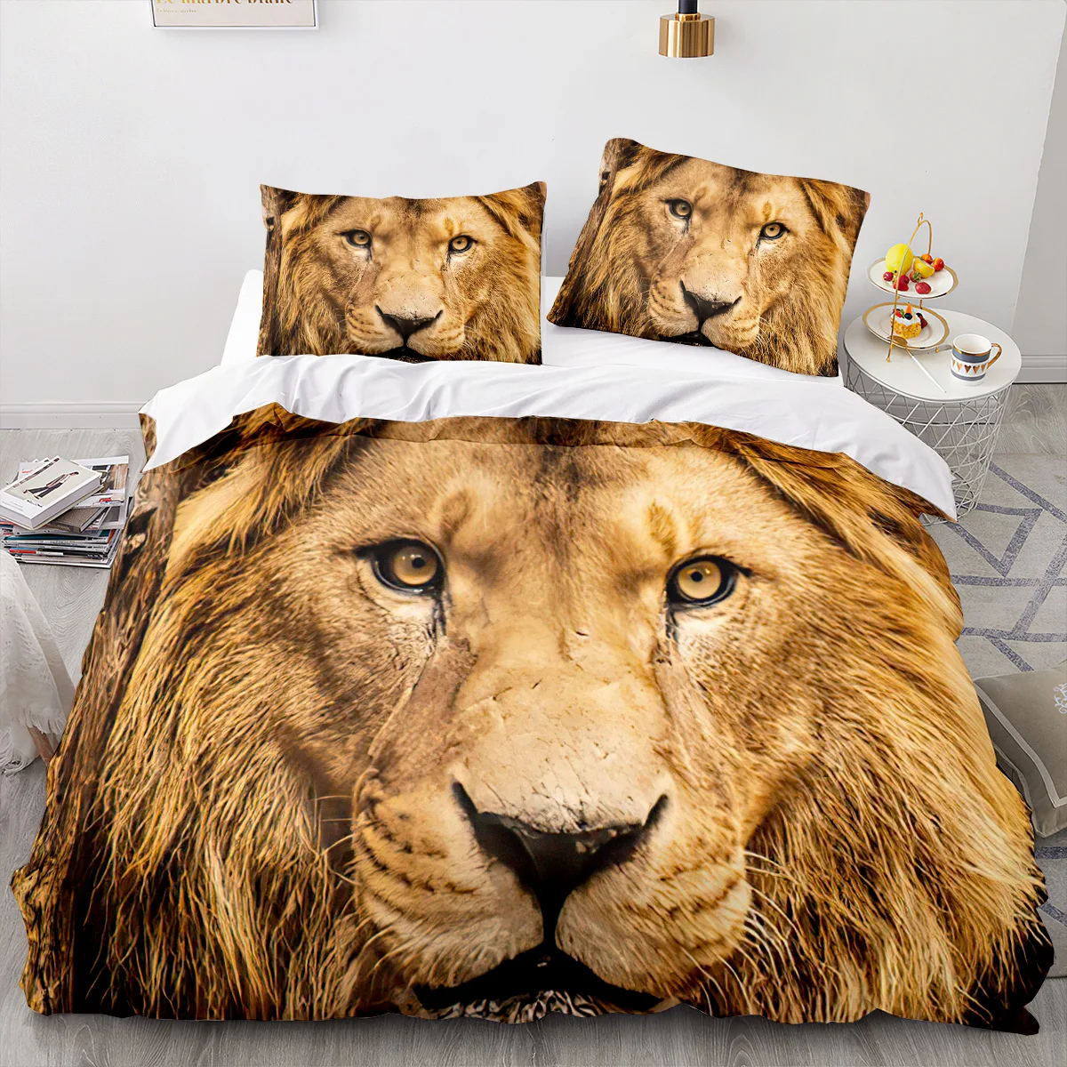 Tier Löwe Bettwäsche Set coole Tier Bettwäsche Wohnkultur Single Double Twin Size für Jungen Mädchen Kinder Erwachsene Löwe Bett bezug Set – Detail 6