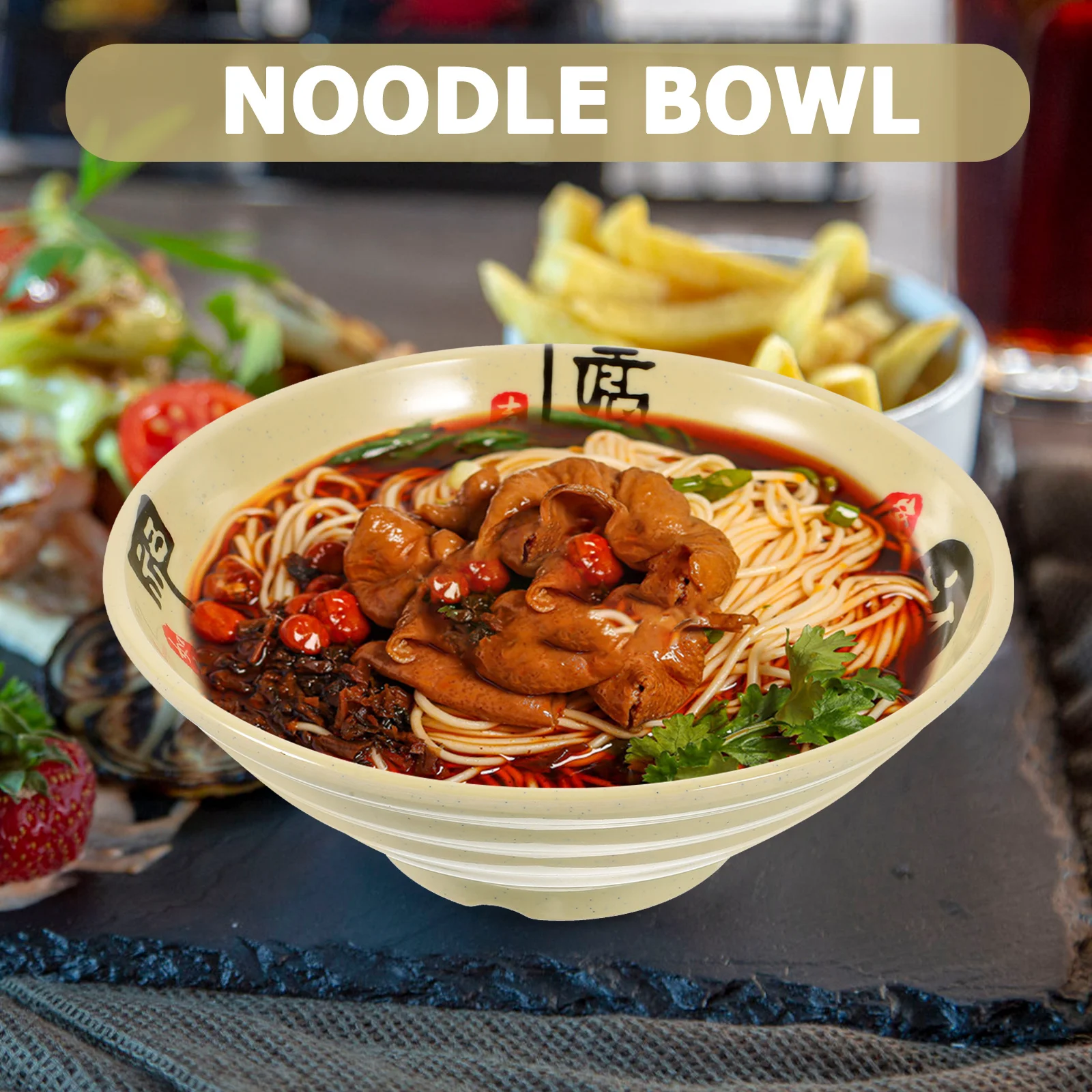 

Melamine Tableware Bowls Large Capacity Food Container Ramen Bowl Smooth Edge Kitchen Baking Pan Soup Salad Noodle Fruit