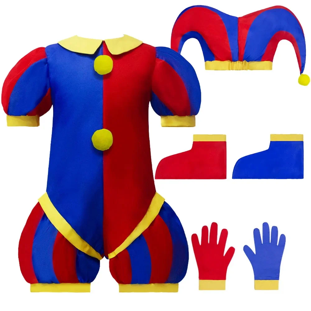 3-12 Year The Amazing Digital Circus Cosplay Costume Kids Halloween Cartoon Circus Pomni Jumpsuit Outfits Set Kids Costume