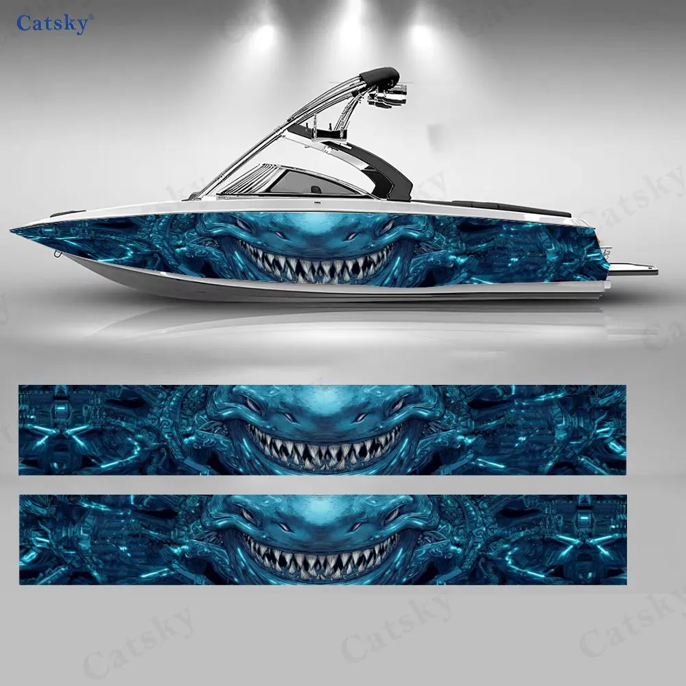 

Синие электрические механические наклейки-акулы для лодок, водонепроницаемые виниловые наклейки из ПВХ для рыболовных судов, прочный и стильный дизайн