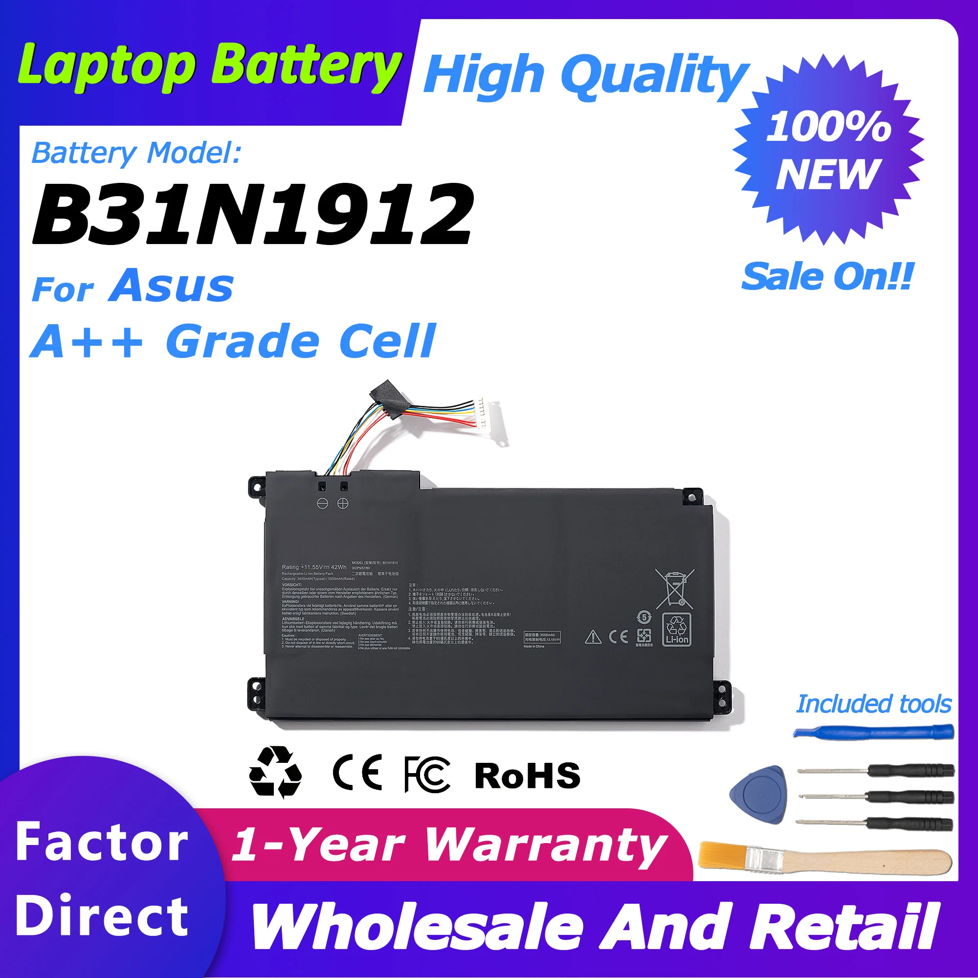 

B31N1912 Laptop Battery For Asus VivoBook 14 E410MA-EK018TS Genuine EK018TS E510KA L410MA Laptop battery