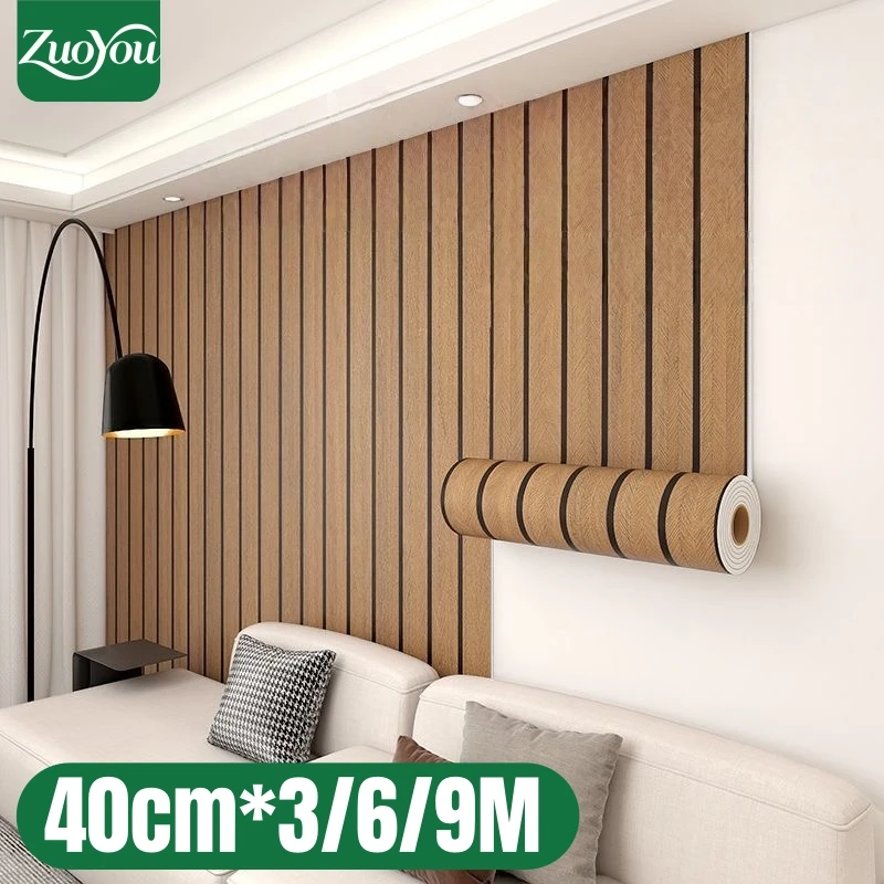 Self-Adhesive Wall Sticker 40cmx3M Removable Vinyl Stripe Wall Panel for Bedroom,Living Room,TV Wall Decals Wallpaper Home Decor