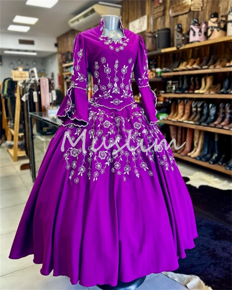 Carnival Women's Purple Evening Dress 2025 Civil War Steampunk Prom Dress Embroidery Flamenco Formal Occasion Party Customized