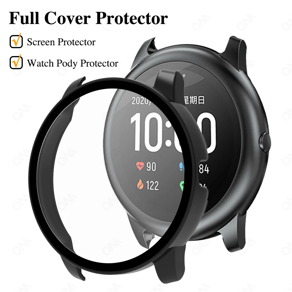 Screen Protector Case para Haylou Solar LS05 Smart Watch, Hard Edge Shell, tela de vidro, filme anti-queda, Case Acessórios