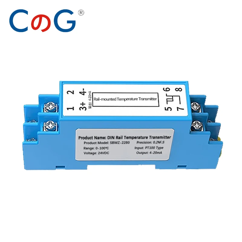 CG 35mm Szyna DIN PT100 Moduł integracji przetwornika temperatury -200-650 ℃ Przetwornik temperatury RTD wyjściowy 4-20mA/0-5V/0-10V