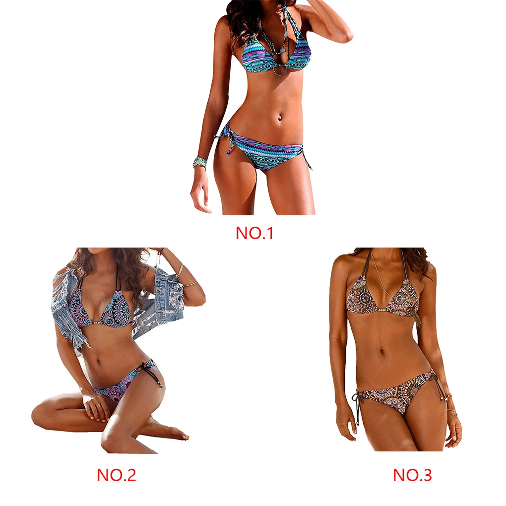 2 pièces femmes maillot de bain Sexy maillot de bain imprimé fronde soutien-gorge culotte ensemble plage Bikini séchage rapide élastique