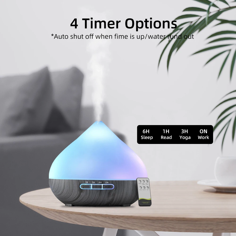 Diffuseur pour la maison parfait pour la chambre à coucher bureau 500ml télécommande diffuseur d'arôme humidificateur lumière d'ambiance avec 6 Essenti Premium