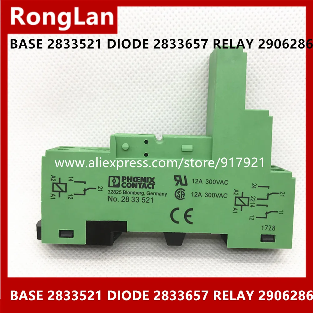 

Промышленное реле Phoenix Contact BASE 2833521 PR1-BSC3 2X21 DIODE 2833657 РЕЛЕ 2906286-2PCS