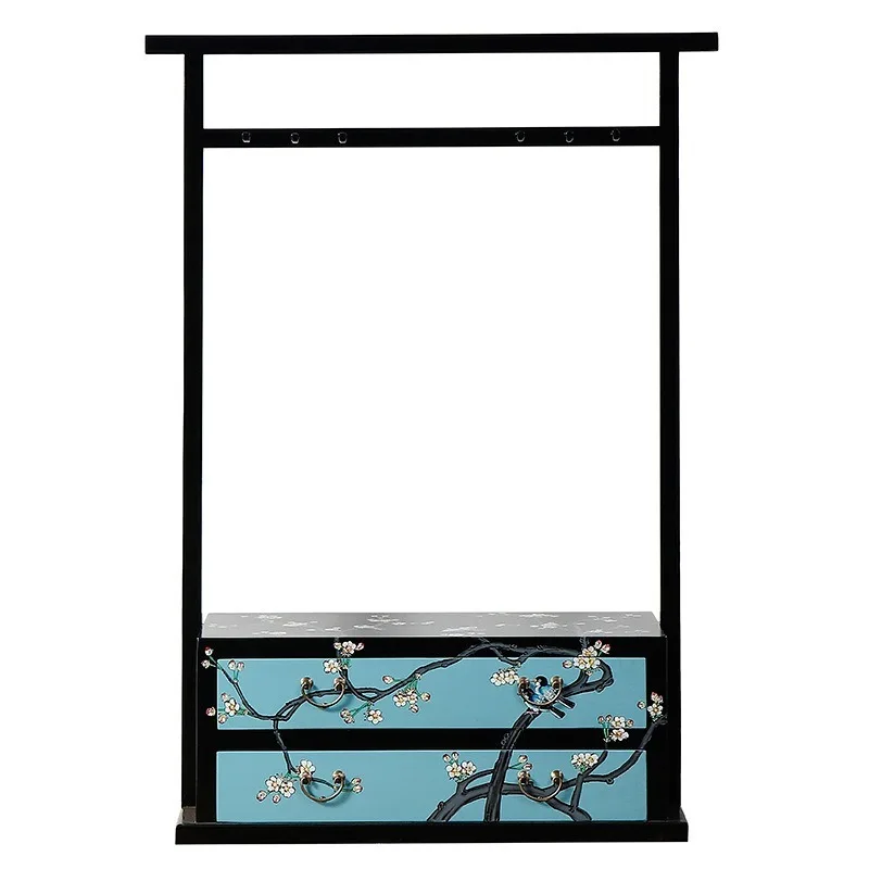 New Chinese-style painted hanging wardrobe solid wood antique simple classical floor coat rack bedroom locker decorative hanger