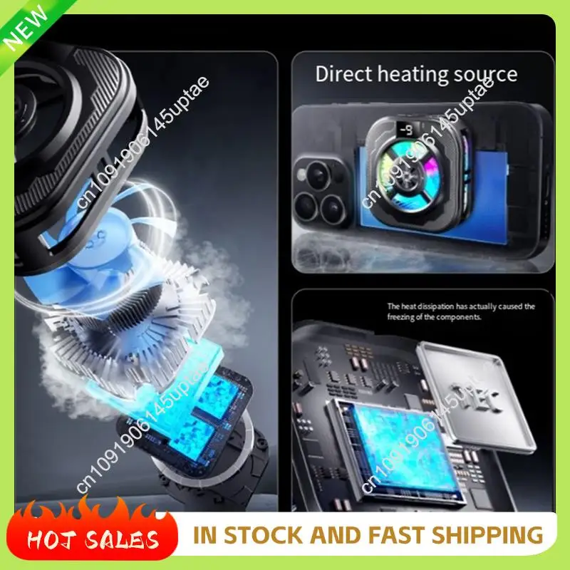 

N88R Магнитный универсальный кулер для телефона Полупроводниковый цифровой дисплей RGB-подсветка Охлаждающий вентилятор радиатора для игр